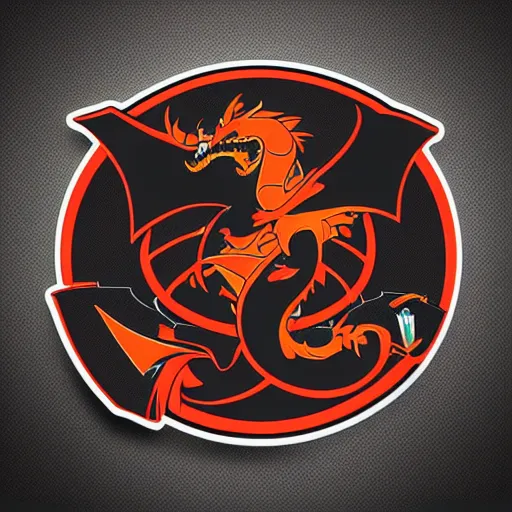 Prompt: in the style of max prentis and deathburger and laurie greasley a vector e-sports sticker logo of a dragon, highly detailed, colourful, 8k wallpaper