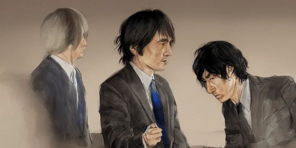 Image similar to Saul Goodman meets Osamu Dazai in court, Photorealistic art, 4K