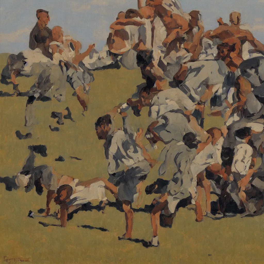 Prompt: The game by Fairfield Porter