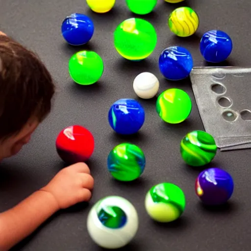 Image similar to aliens playing with marbles
