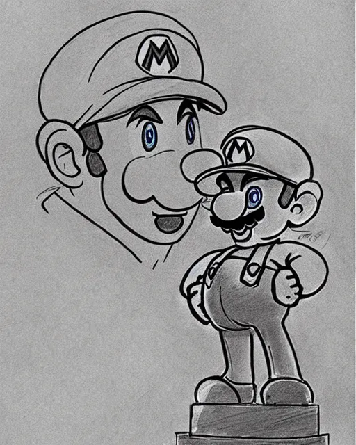 Prompt: super mario on the stand, court room sketch, fine details, concept art, extremely detailed, very sharp,