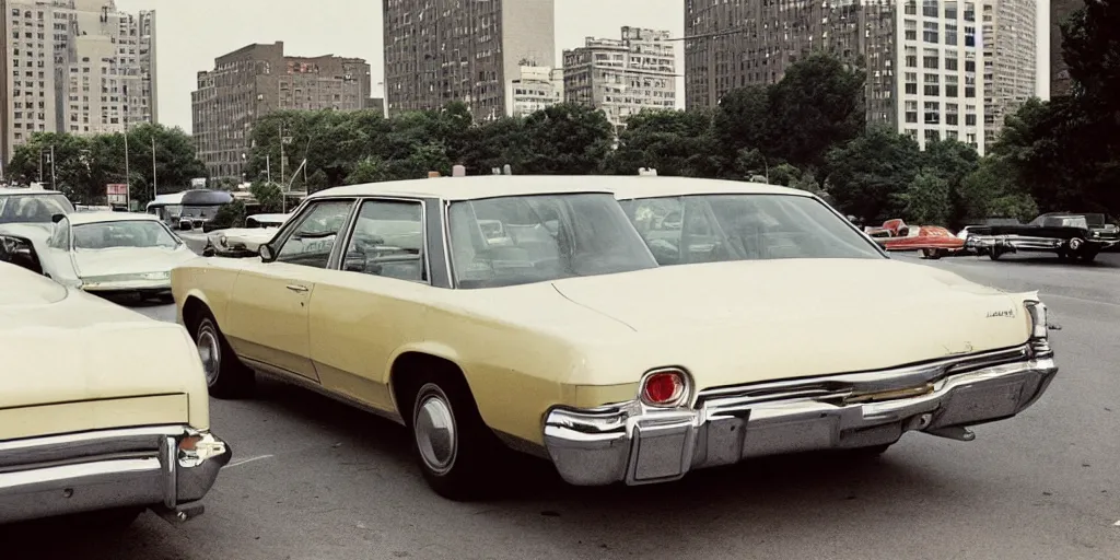 Prompt: new york city car, photography by william eggleston and stephen shore en 1 9 6 8