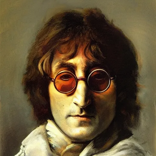 Prompt: a portrait of john lennon painted by jan matejko