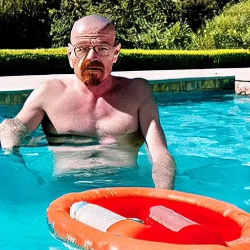 Image similar to photo of walter white relaxing in pool floater