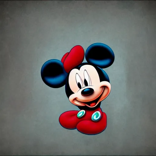 Image similar to mickey mouse shying away, idly and [ visibly afraid ]!!!, [ horror game ], [ digital art ]!!, 4 k quality