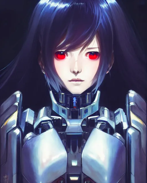 Image similar to portrait Anime Girl in mecha armor in night tokyo Sharp fine face pretty face, realistic shaded Perfect face, fine details. Anime. cyberpunk realistic shaded lighting by katsuhiro otomo ghost-in-the-shell, magali villeneuve, artgerm, rutkowski Jeremy Lipkin and Giuseppe Dangelico Pino and Michael Garmash and Rob Rey