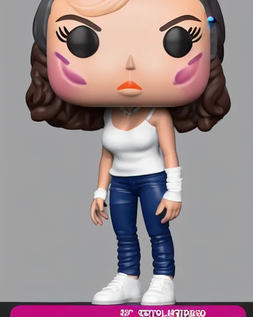 Prompt: full body 3d render of Margo Robbie as a funko pop, studio lighting, white background, blender, trending on artstation, 8k, highly detailed