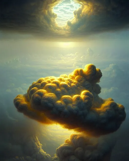 Image similar to a hyper - detailed 3 d render like a oil painting of venusian cloud farming, surrealism!!!!! surreal concept art, lifelike, photorealistic, digital painting, aesthetic, smooth, sharp focus, artstation hd, by greg rutkowski, bruce pennington, valentina remenar and asher duran,