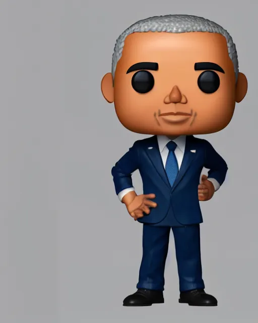 Image similar to full body 3d render of barack obama as a funko pop, studio lighting, white background, blender, trending on artstation, 8k, highly detailed