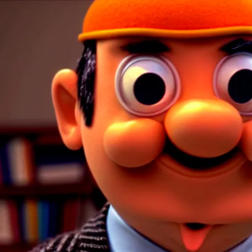 Image similar to mr. bean as ernie from ernie and bert. movie still. cinematic lighting.