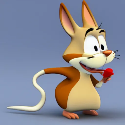 Image similar to a 3 d model of tom from tom & jerry looking depressed and smoking a cigarette