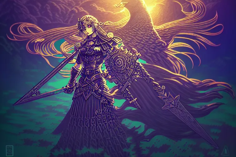 Image similar to valkyrie profile, beautiful detailed pixelart by albertov, intricate details, beautiful, dithered gradients, volumetric lighting, cgsociety, artstation, smooth, sharp focus, 2 d illustration, amazing art by dan mumford