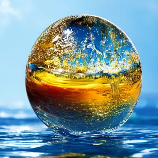 Prompt: liquid bliss in a sphere of water