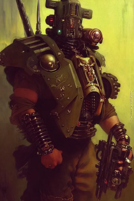 Image similar to full character portrait max mad cyberpunk warhammer 4 0 k, medic sapper not the pietra character design, painting by gaston bussiere, katsuya terada, wyeth, greg rutkowski, craig mullins, ( ( ( ( ( vermeer ) ) ) ) ), frank frazetta, mucha, tom of finland, trending on artstation