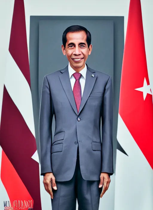 Image similar to A full portrait photo of jokowi, f/22, 35mm, 2700K, lighting, perfect faces, award winning photography.