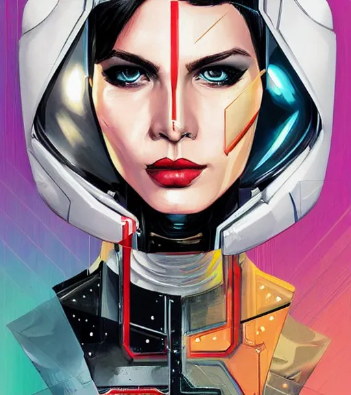 Image similar to portrait of a female android, by MARVEL comics and Sandra Chevrier