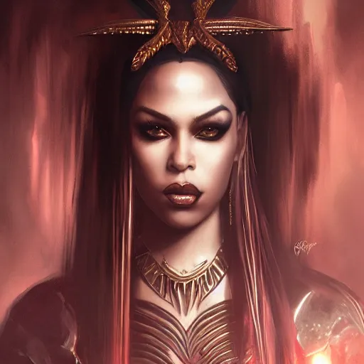 Image similar to aaliyah as queen of the damned, darkwave, darksynth, concept headshot art, sharp, digital matte painting, art by greg rutkowski, wlop, dramatic lighting, trending on artstation