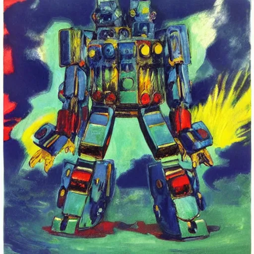 Image similar to combat mecha by emil nolde, david salle