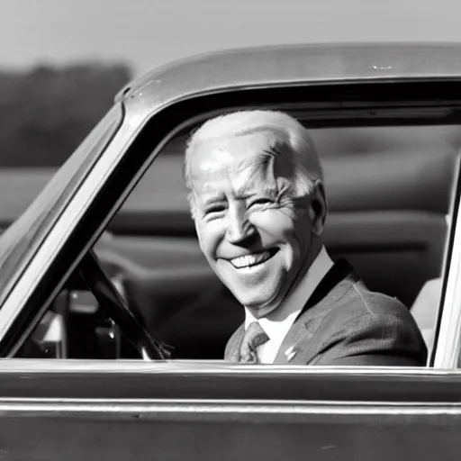 Prompt: photograph of Joe Biden in a Ford Pinto from a distance, 8k, high definition, highly detailed, photo realistic