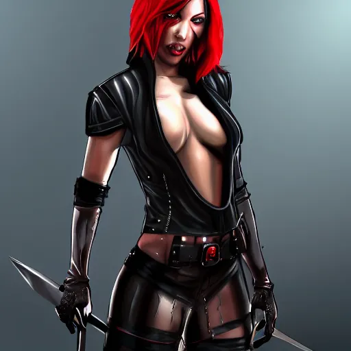 Image similar to rayne from bloodrayne, highly detailed, digital painting, trending on artstation, sharp focus, illustration