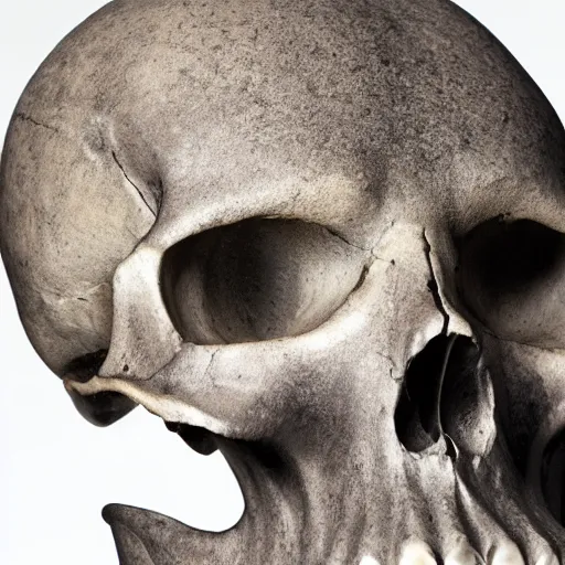 Image similar to A photo of a skull of an Alien, strange object, Alien skull, alien, professional photograph, studio lighting, highly detailed