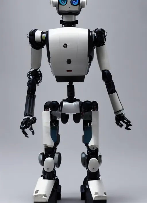 Prompt: Modular anime robot, easily connected and disconnected for easy repairs, fine joints, safe construction for human handling, modestly dressed