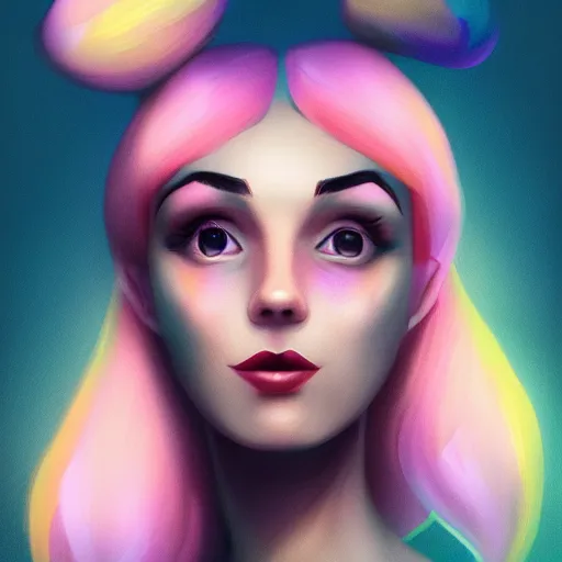 Prompt: portrait of a woman inspired by lois van baarle, illustration iridescent, hair styles, light make up, cinematic 8 k