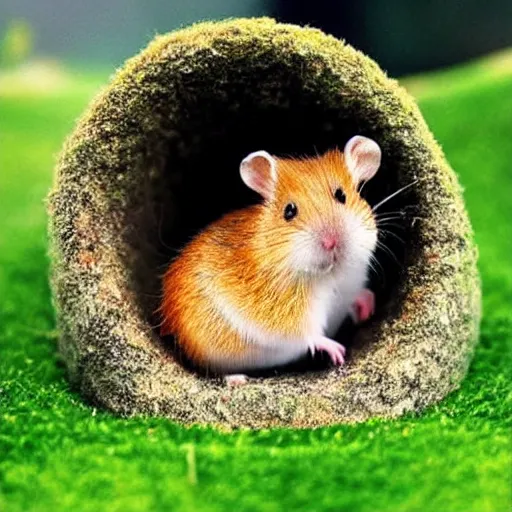 Image similar to “ little hamster in a hole in a golf terrain ”