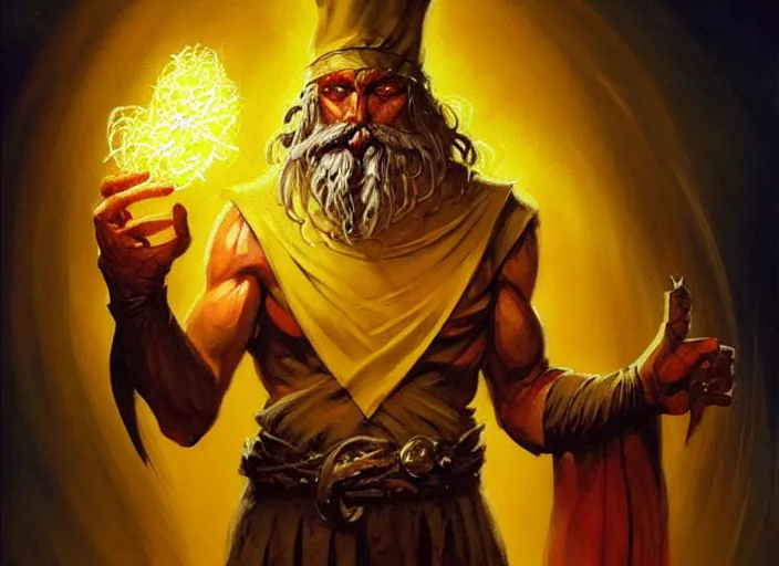 Prompt: magic : the gathering fantasy character concept art of the great pasta wizard by franz frazetta, high resolution. a clear portrait of powerful, mysterious wizard made out of noodles and pasta, flour and egg yolk magic fractals in background, fantasy coloring, intricate, digital painting, artstation, smooth, sharp focus