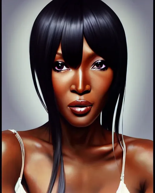 Image similar to portrait of Naomi Campbell as Anime girl cute-fine-face, full body! pretty face, realistic shaded Perfect face, fine details. Anime. realistic shaded lighting by Ilya Kuvshinov Giuseppe Dangelico Pino and Michael Garmash and Rob Rey