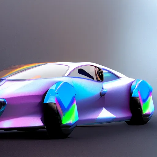 Prompt: iridescent flying car 8k photorealistic, artstationHD, high details, concept art