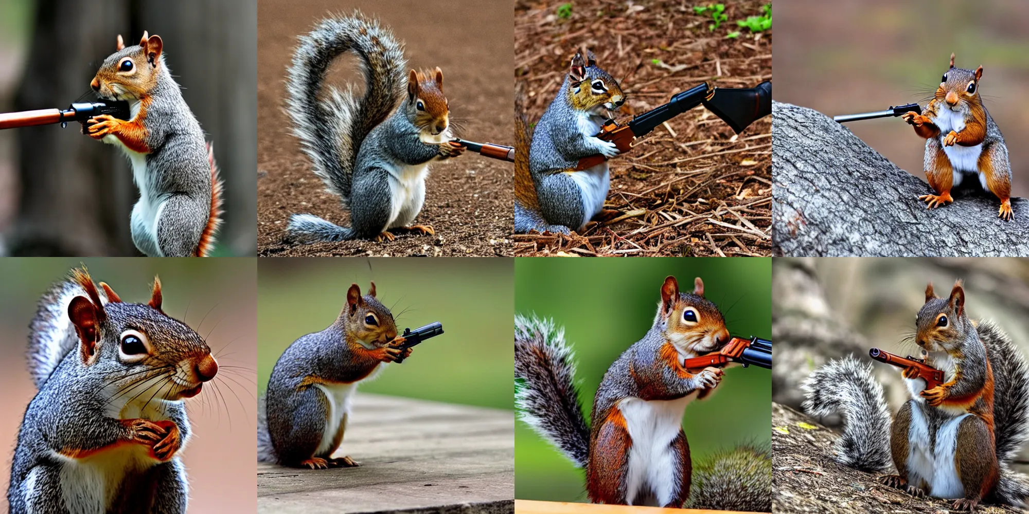 Prompt: squirrel firing a gun