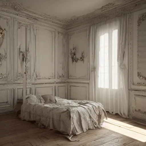 Prompt: a detalied 3 d render of a shabby chic room, by valentin franke, ilya galinsky trending of artstation, photorealism, fashion photography