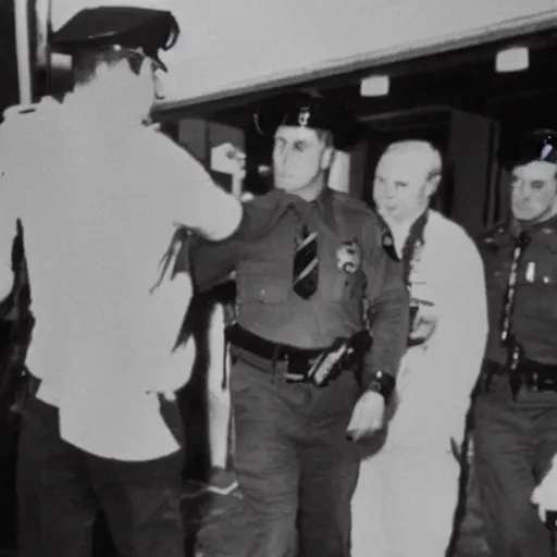 Image similar to ronald mcdonald being arrested in florida during an fbi raid cctv footage