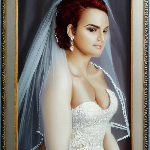 Image similar to full body portrait of a bride, photorealist, highly detailed, 4k, DSLR Photograph