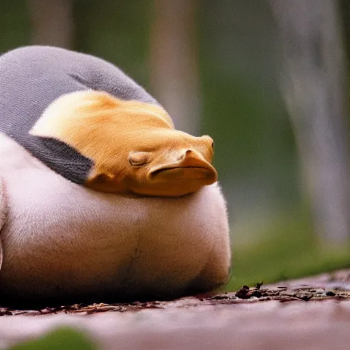 Prompt: national geographic professional photo of psyduck, award winning