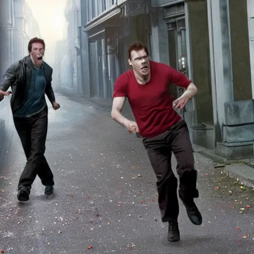 Image similar to Live Action Still of Jerma in Shaun of the Dead, real life, hyperrealistic, ultra realistic, realistic, highly detailed, epic, HD quality, 8k resolution, body and headshot, film still