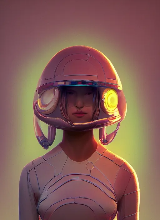 Prompt: retrofuturistic portrait of a cybertronic mushroom girl, reflective gradient smooth transparent surfaces, space graphics art in background, close up, quint buchholz, wlop, dan mumford, artgerm, liam brazier, peter mohrbacher, raw, featured on artstation, octane render, cinematic, elegant, intricate, 8 k