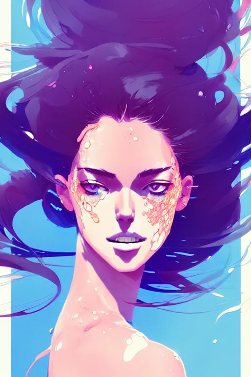 Image similar to a ultradetailed beautiful panting of a stylish woman with hair made out of water, by conrad roset, greg rutkowski and makoto shinkai trending on artstation