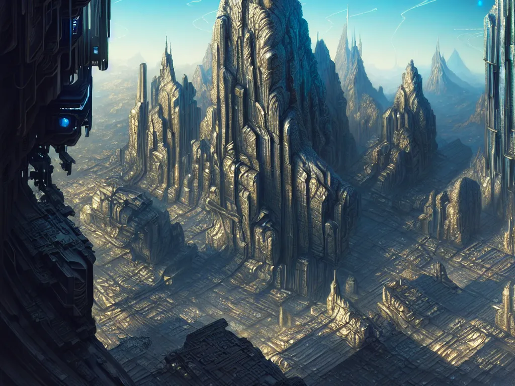 Image similar to ultra detailed, futuristic cityscape carved into mountain wall, cyberpunk, fantasy, intricate details, elegant, super highly detailed, professional digital painting, artstation, concept art, smooth, sharp focus, extreme illustration, Unreal Engine 5, Photorealism, 8k, cinematic, art by artgerm and greg rutkowski and alphonse mucha and loish and WLOP