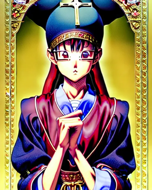 Prompt: a richly detailed color  illustration depicting a pretty teenage woman who works as a pastor in an Orthodox church, 3D shadowing effect, ultra ornate detail. masterfully illustrated by Akira Toriyama and Mina Petrovic and Range Murata.