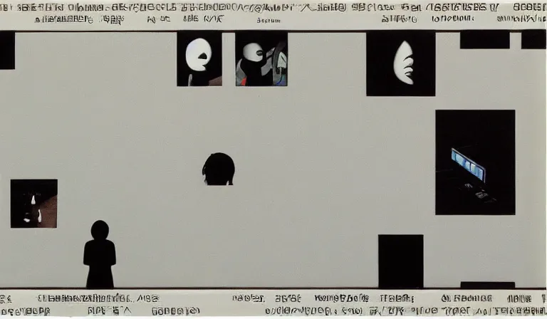 Image similar to GUI for an aswang dating app, futuristic, app design, by Rene Magritte, Nam June Paik, Ryoji Ikeda