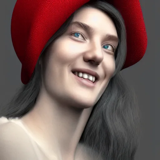 Image similar to a portrait of a beautiful smiling woman by daniel jackson, long hair, aged 2 5, swedish, wearing a travel hat, photo realistic, real life, photograph, 3 5 mm, octane render, trending on artstation