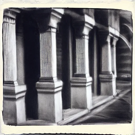 Image similar to filmic noisy bipedal paris web balinese cat zinc pilaster pediment, by kati horna and juan gimenez and edward hopper, art on instagram, charcoal drawing, polaroid photo