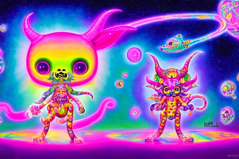 Image similar to lisa frank illustration of rebulon the cute ancient demon, by lisa frank, masterpiece concept art, 8 k, intricate detail, cinematic lighting, epic pose, bright colors