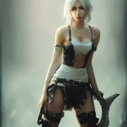 Image similar to kerli koiv as cindy from final fantasy 1 5, character concept art, sharp, digital matte painting, art by greg rutkowski, wlop, dramatic lighting, trending on artstation