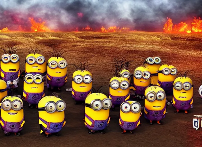 Prompt: minion hell landscape