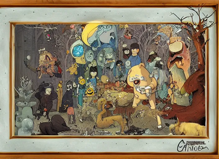 Image similar to adventure time painting carved in amber by chiara bautista and norman rockwell and greg rutkowski weta studio