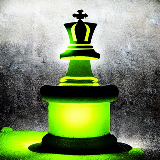 Image similar to underwater tintype photo of a queen chess piece made of led lights, Puddles, Isometric 3D Fantasy, smooth 3D Illustration, Cinematic Matte Painting, soft render, volumetric lighting , low pov,