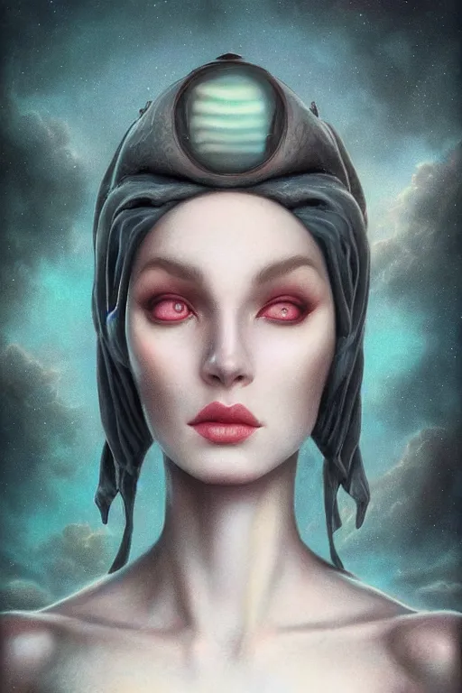 Image similar to portrait of an elegant alien lizard woman queen, straight on portrait, by artgerm, tom bagshaw, gerald brom, vaporwave colors, lo - fi colors, vaporwave, lo - fi, moody vibe, goth vibe, 4 k, hd,